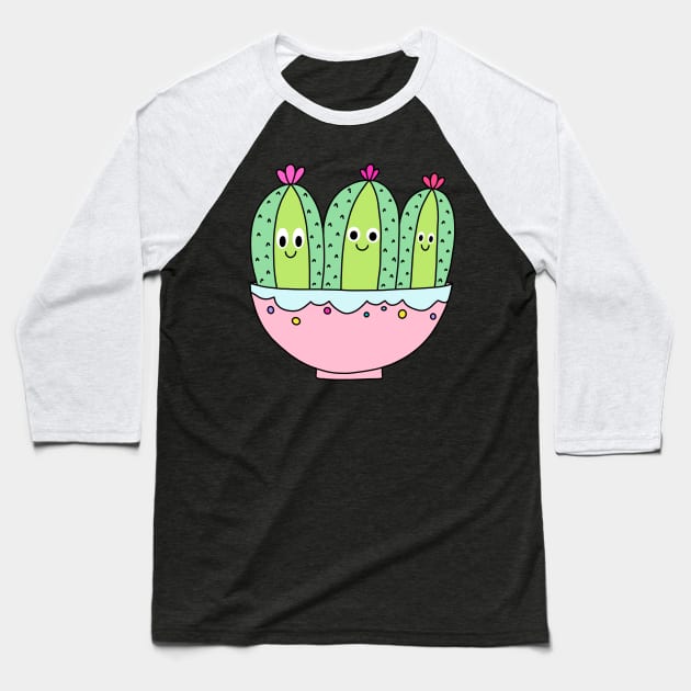 Cute Cactus Design #105: 3 Pretty Cactus Girls Baseball T-Shirt by DreamCactus